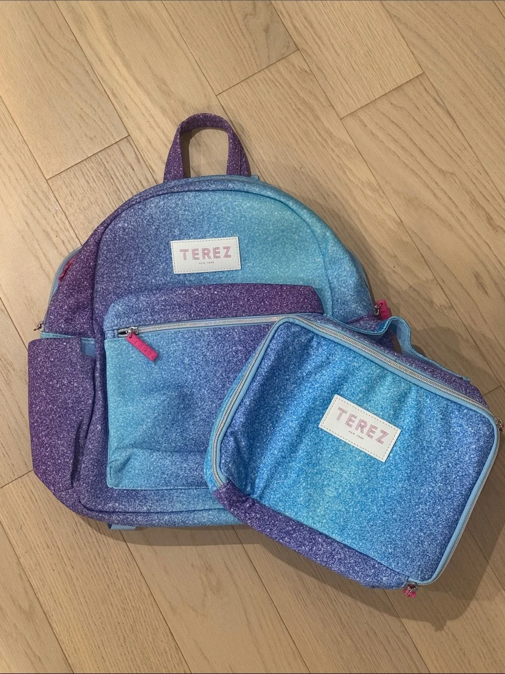 Terez Kids Unicorn FauxGlitter Ombre Backpack & Lunch Bag Set